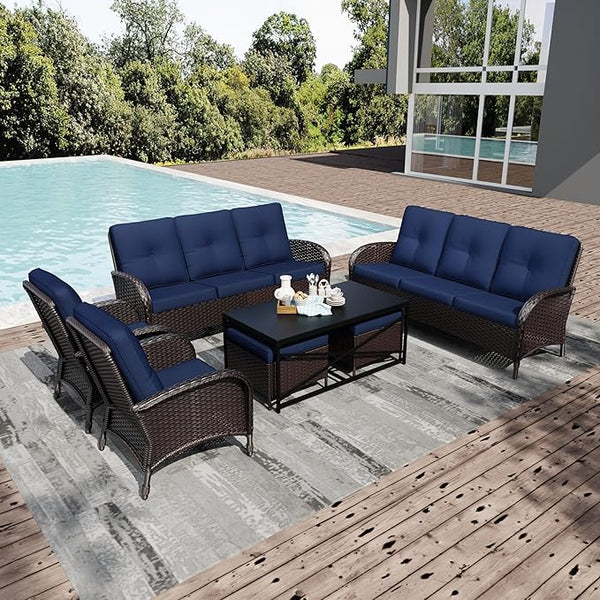 Joyside Wicker Patio Furniture Set, 7 Piece Outdoor Furniture Set with Thickened Cushions, High Back, Deep Seating - Photo 1