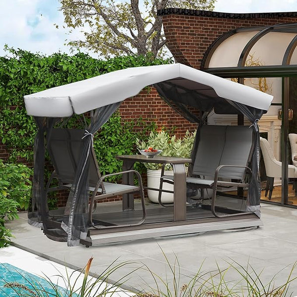 Domi 4-Seat Outdoor Glider Bench with Canopy - Photo 1
