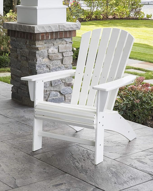 POLYWOOD Nautical Curveback Adirondack Chair - Bonfire Fire Pit Seating - HDPE Outdoor Furniture for Patio, Lawn, Deck, Dock, Beach, Pool - Classic Curved Back Design