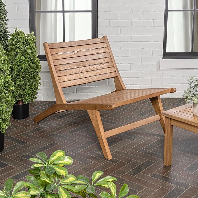 Eyely TAP2000A Virellan Mid-Century Modern Wood Armless Outdoor Patio Chair Contemporary, Bohemian, Coastal, Transitional, Rustic, Natural