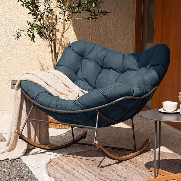 Grand patio Outdoor Rocking Chair, E-Coated Modern Cozy Lounge Rocker Chair with Cushion for Balcony Porch Patio - Photo 1