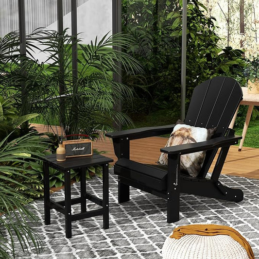 Costaelm Outdoor Table and Chairs, Small Patio Set Outdoor Seating, All Weather Porch Furniture Set Lounge Chairs for Outside Firepit Garden Lawn, Black