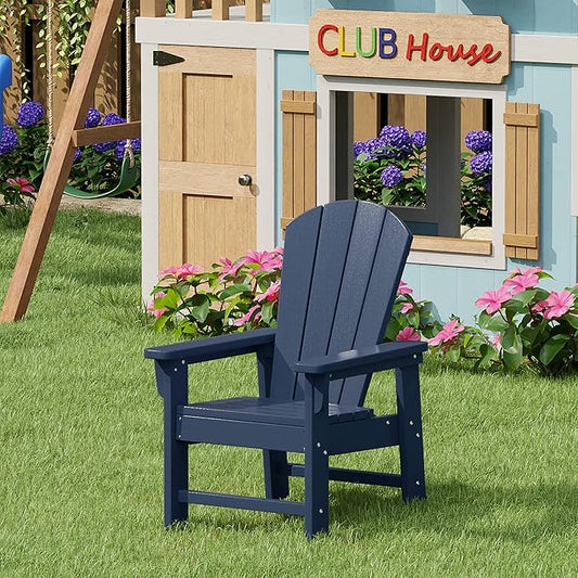 WestinTrends Malibu Kids Outdoor HDPE Adirondack Plastic Patio Chair, Navy Blue