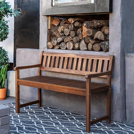 Linon Acorn Chandler Finished Acacia Wood Outdoor Bench