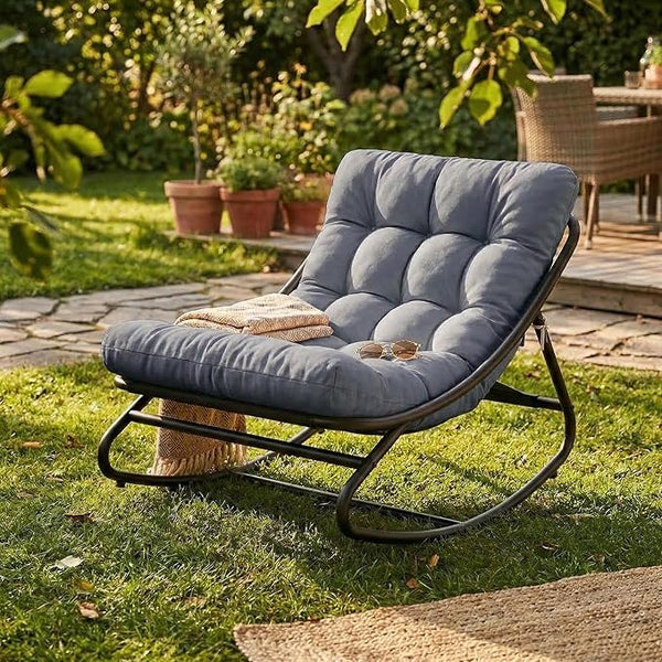 GarveeLife Outdoor Rocking Chair, Outdoor Lounge Chairs with Thick Waterproof Cushion - Photo 1