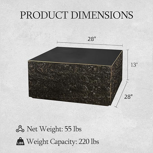 UPHA 28" Square Outdoor Coffee Table, Modern Hollow Concrete Patio Table, Small Minimalist Low Accent Table for Living Room, Balcony, Deck, Backyard, Bronze