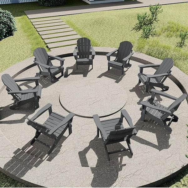 SERWALL Adirondack Chair Set of 8 for Patio Garden Outdoors Fire Pit- (Folding Gray) - Photo 1