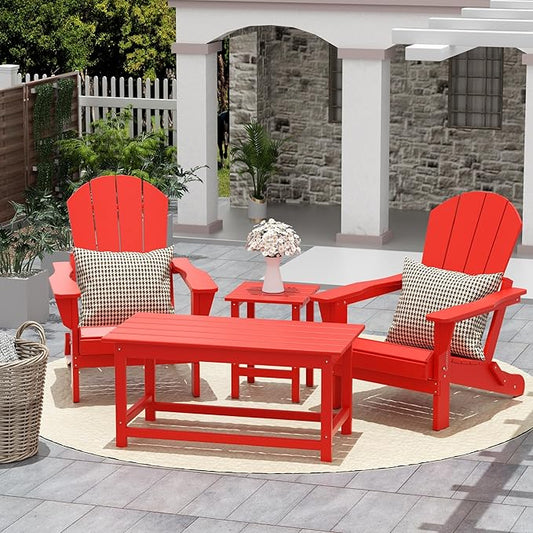 WO WESTIN OUTDOOR HDPE Laguna Outdoor Poly Adirondack Coffee Table, Red
