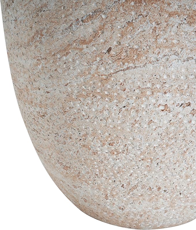 Christopher Knight Home Jaym 17.5" H Indoor Outdoor Accent Side Table, Patio Decorative End Table, Tapered Cylinder Lightweight Concrete Garden Stool for Patio Balcony & Garden Decor, Travertine