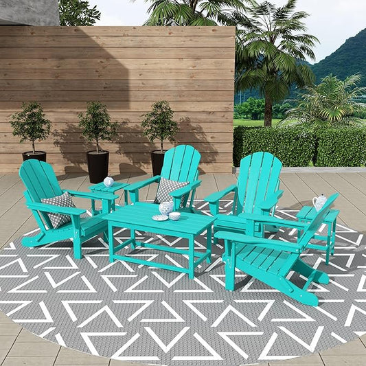 WestinTrends Malibu 3-Piece Set Outdoor Coffee and Side Table for Adirondack Chair, Turquoise