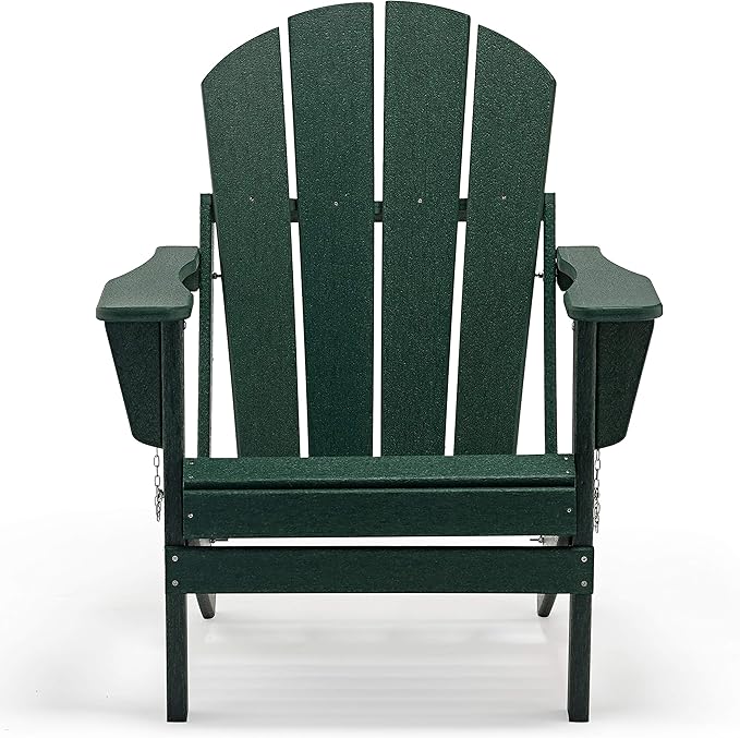 WO WESTIN OUTDOOR HDPE Laguna Outdoor Folding Poly Adirondack Chair, Dark Green