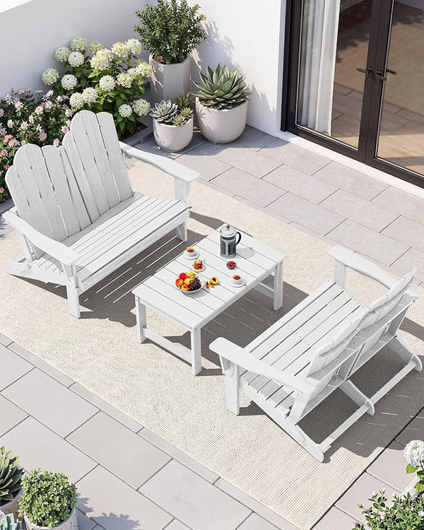 SERWALL 3 Pieces Patio Adirondack Bench Set - Photo 1