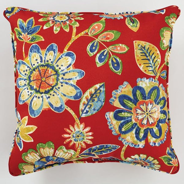 BrylaneHome 16" Square Toss Pillow - Patio & Outdoor - Patio & Outdoor - Water, Stain & Fade Resistant - Daelyn Cherry - Photo 1