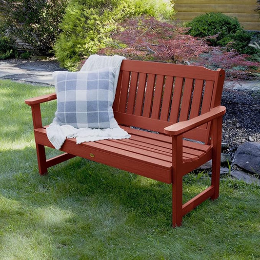 highwood Lehigh Garden Bench, 5 Feet, Rustic Red