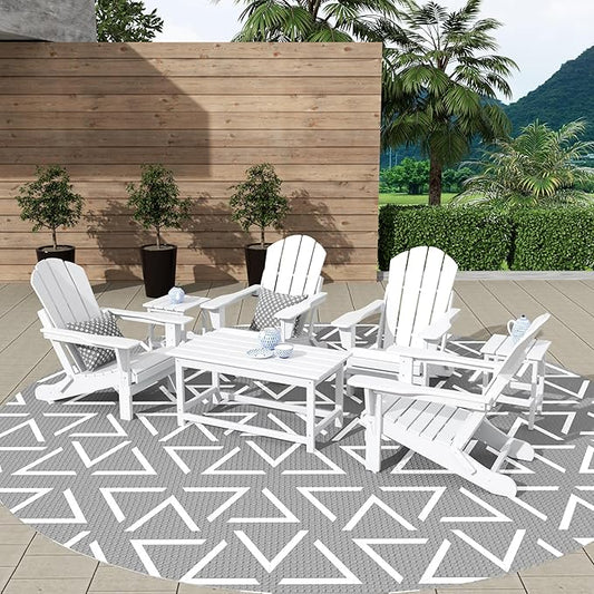 WestinTrends Malibu 3-Piece Set Outdoor Coffee and Side Table for Adirondack Chair, White