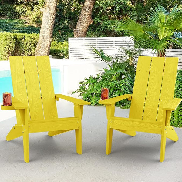 MXIMU Adirondack Chair Set of 2: Modern Adirondack Chairs Fire Pit Chairs Plastic Outdoor Chairs for Lawn Backyard Deck - Photo 1