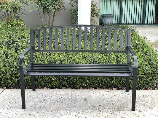 ABBLE 4 Ft. Steel Frame Outdoor Patio Garden Bench 2-Person Loveseats Outdoor Furniture Park Bench