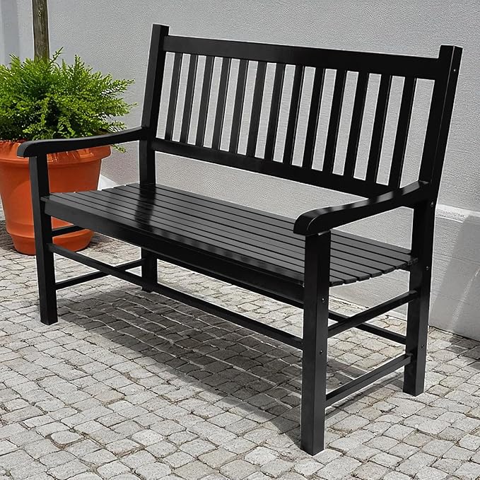 Shine Company Eden Outdoor Garden Bench – Black