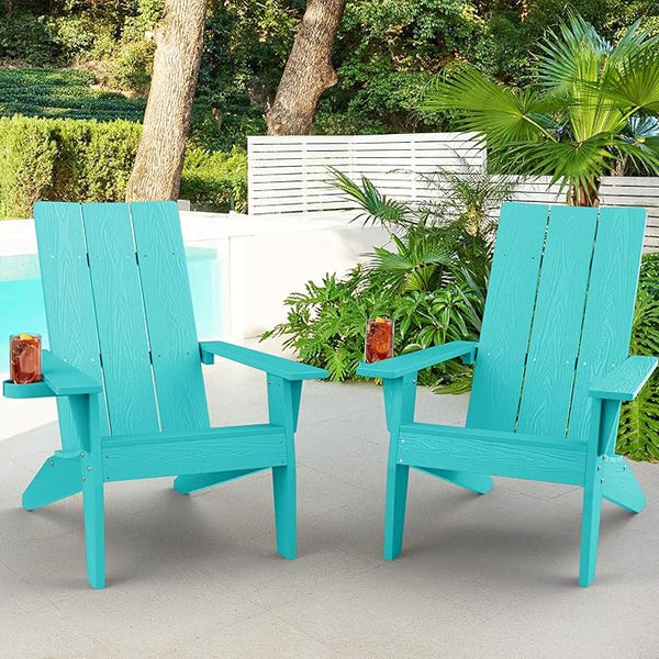 MXIMU Adirondack Chair Set of 2: Modern Adirondack Chairs Fire Pit Chairs Plastic Outdoor Chairs for Lawn Backyard Deck - Photo 1