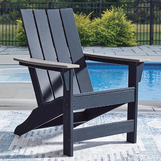 Signature Design by Ashley Mabry Shores Coastal MEGA-TUFF™ HDPE Weather Resistant Outdoor Adirondack Chair with Slat Back, Blue & Beige