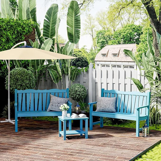 Outdoor Bench Weatherproof, 2-Person Garden Benches for Outdoors, All Weather HIPS Patio Bench Holds up to 800lbs, Never Rot or Fade, Comfort Bench for Porch, Garden, Patio, Backyard and Park