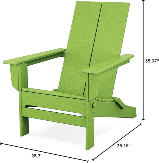 POLYWOOD Contemporary Modern Folding Adirondack Chair in Lime
