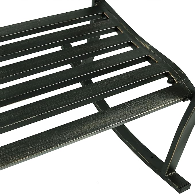 Sunnydaze Outdoor Rocking Chair for Lounging – Durable Metal Patio Chair with Cast Iron & Steel Frame – Ideal for Backyard, Lawn, or Garden – 275lb Capacity
