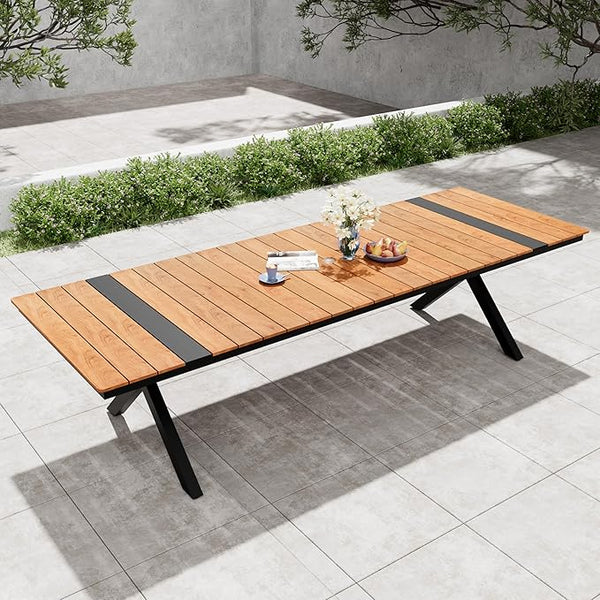 Pellebant 118" Outdoor Dining Table for 8-12, 10ft Aluminum Patio Table with Umbrella Hole - Photo 1