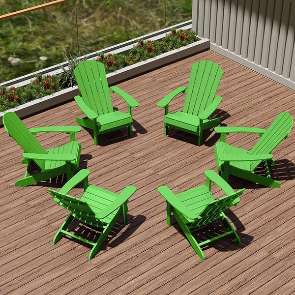 YEFU Adirondack Chairs Set of 6: Plastic Adirondack Chairs - Patio Chairs with Wood Texture - Outdoor Chair HIPS - Lawn - Photo 1