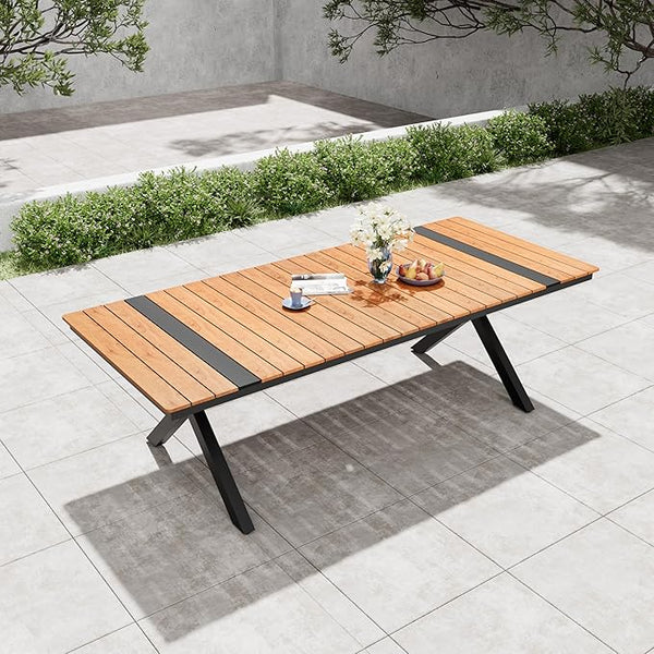 Pellebant 94" Outdoor Dining Table for 8-10, 8ft Aluminum Patio Table with Umbrella Hole - Photo 1