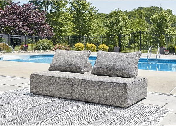 Signature Design by Ashley Bree Zee Straight Modern 2-Piece Outdoor Sectional with Tufted Cushion, Gray - Photo 1