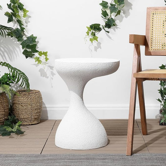 JONATHAN Y TBL1110C Boracay 19.75" Modern Minimalist Indoor/Outdoor Resin Drink Table, Pedestal, Contemporary, Mid-Century, Art Deco, Bohemian, Patio, Garden Room, Bathroom, Living Room, Frosted White
