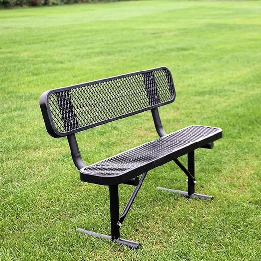 4/6/8 Feet Park Bench for Outside Heavy Duty Metal, Garden Benches Outdoor Bench with Backrest & Portable Frame, for Shopping Malls Stores Parks Patios Decks, Black