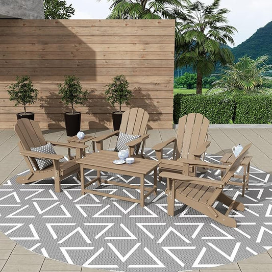 WestinTrends Malibu 3-Piece Set Outdoor Coffee and Side Table for Adirondack Chair, Weathered Wood