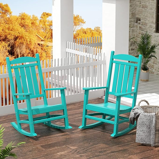 WestinTrends Malibu 3-Piece Set Outdoor/Patio Rocking Chairs (2 Seater), Turquoise