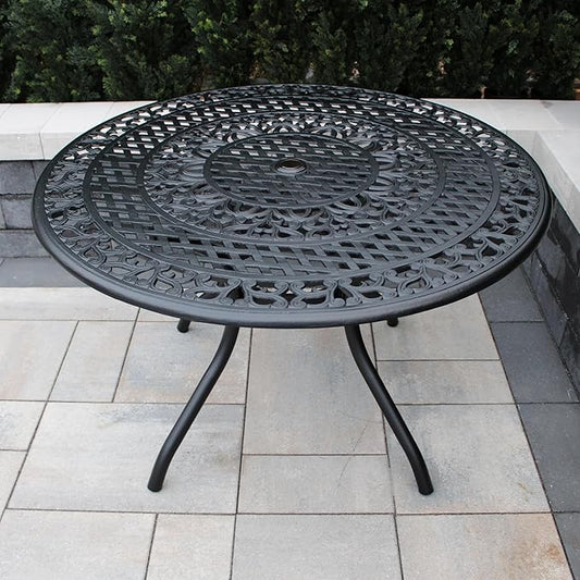 Oakland Living Ornate Outdoor Mesh Aluminum 48-in Bronze Round Patio Dining Table
