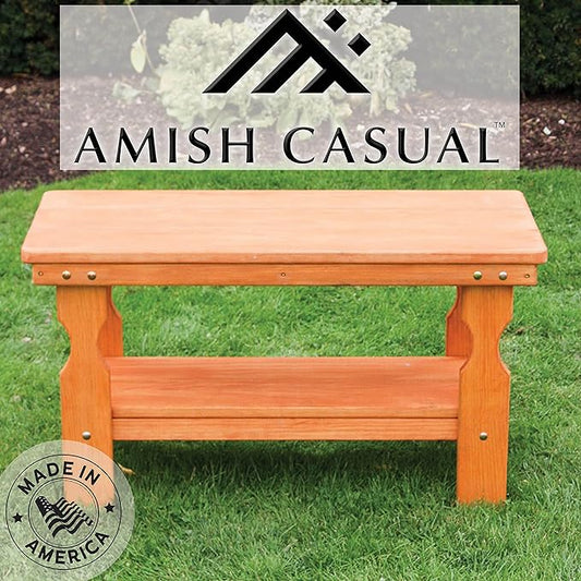 Amish Casual Heavy Duty Pressure Treated Wood Coffee Table in Cedar Stain - Crafted from Solid Pine by Amish Craftsmen in The USA
