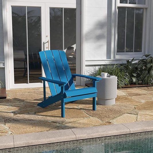 Taylor & Logan Charlestown All-Weather Poly Resin Wood Adirondack Chair in Blue