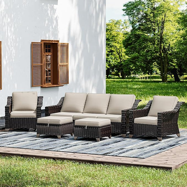 Joyside Wicker Patio Furniture Sets, 5 Pieces Upgraded Large Size Outdoor Furniture with Patio Dining Chairs - Photo 1