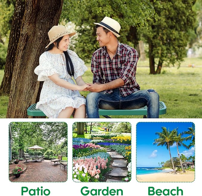 4FT Metal Park Bench for Outside, All-Weather Thermoplastic Coating Outdoor Bench with Anchor, Commercial Heavy Duty Benches for Shopping Malls, Stores, Parks, Patios, Decks, Green