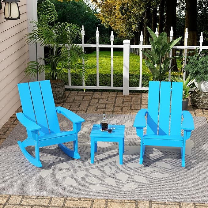 Costaelm Small Outdoor Side Table, Patio End Table Weather Resistant Outdoor Coffee Table, Square Conversation Table for Indoor, Porch, Balcony, Garden, Poolside, Deck, Pacific Blue