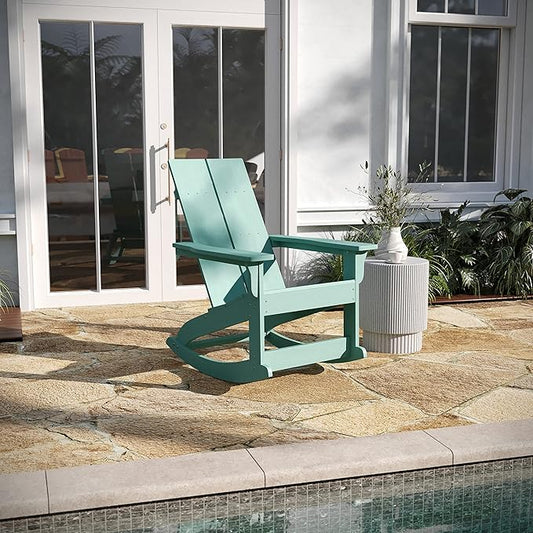 Taylor & Logan Ebbe Modern All-Weather 2-Slat Poly Resin Adirondack Chair in Sea Foam