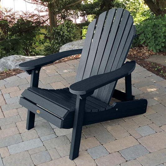 Highwood Hamilton Made in The USA Folding and Reclining Adirondack Chair, Adult Size, Federal Blue
