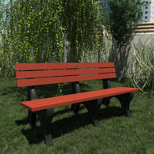 Sequoia Professional Aurora Park Bench, 6 ft, Rustic Red