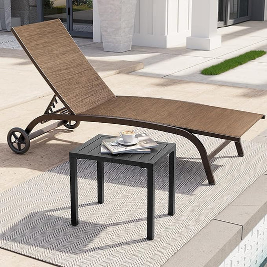 Crestlive Products Outdoor Side Table,Aluminum Rectangular Side/End Table, Small Patio Coffee Bistro Table for Outdoor Indoor (Black)