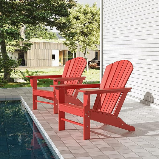 WestinTrends Dylan Outdoor Adirondack Chair (Set of 2), Red