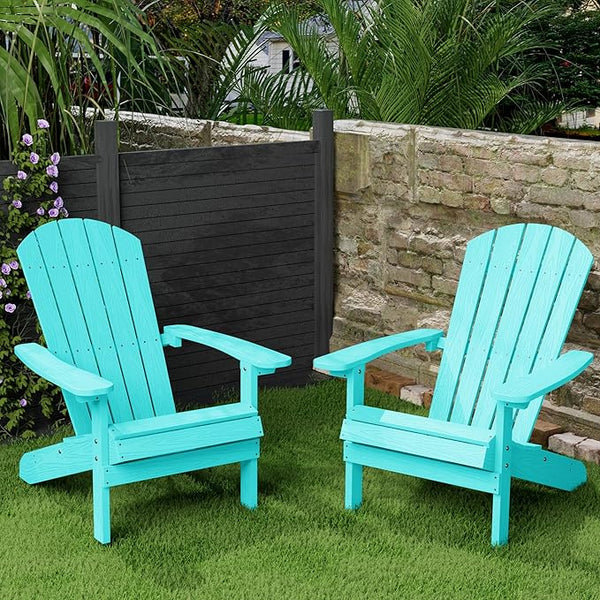 YEFU Adirondack Chairs Set of 2: Plastic Adirondack Chairs - Patio Chairs with Wood Texture - Outdoor Chair HIPS - Lawn - Photo 1