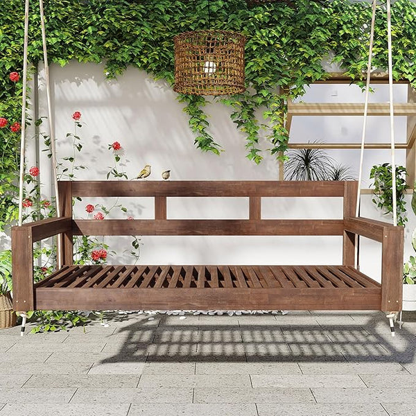 LUMISOL Twin Size Porch Swing Daybed Frame, Garden Porch Swing Bench Chair with 4 Hanging Ropes for Backyard Outdoor - Photo 1