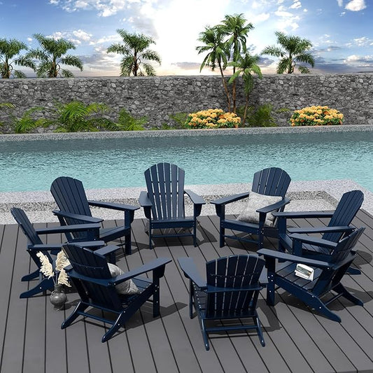 WestinTrends Dylan Outdoor Adirondack Chair (Set of 8), Navy Blue