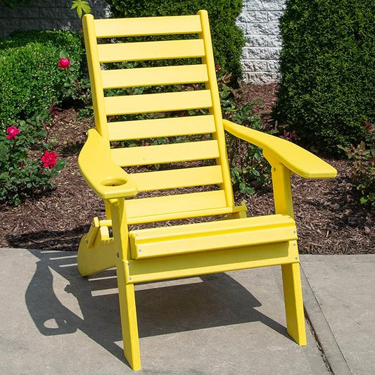 Furniture Barn USA Farmhouse Collection Poly Ladderback Folding Adirondack Chair, Lemon Yellow